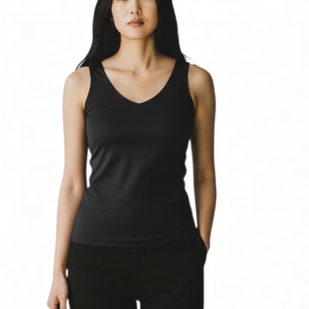 FLEXEES Black V-Neck Sleeveless Tank Top Shapewear Style Women's Size 2X